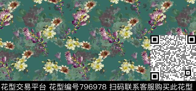 花卉花朵女装数码印花华亿平台下载（图片编号: 796978） - 瓦栏（Walan）