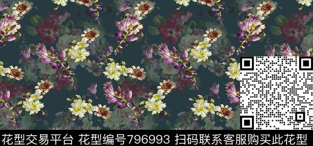 花卉花朵女装数码印花华亿平台下载（图片编号: 796993） - 瓦栏（Walan）