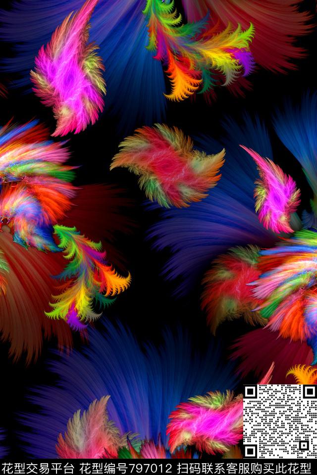 羽毛翅膀抽象数码印花华亿平台下载（图片编号: 797012） - 瓦栏（Walan）