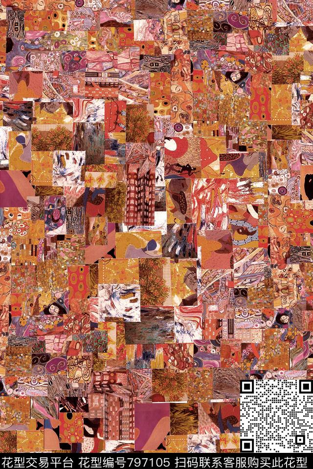 抽象几何格子数码印花华亿平台下载（图片编号: 797105） - 瓦栏（Walan）