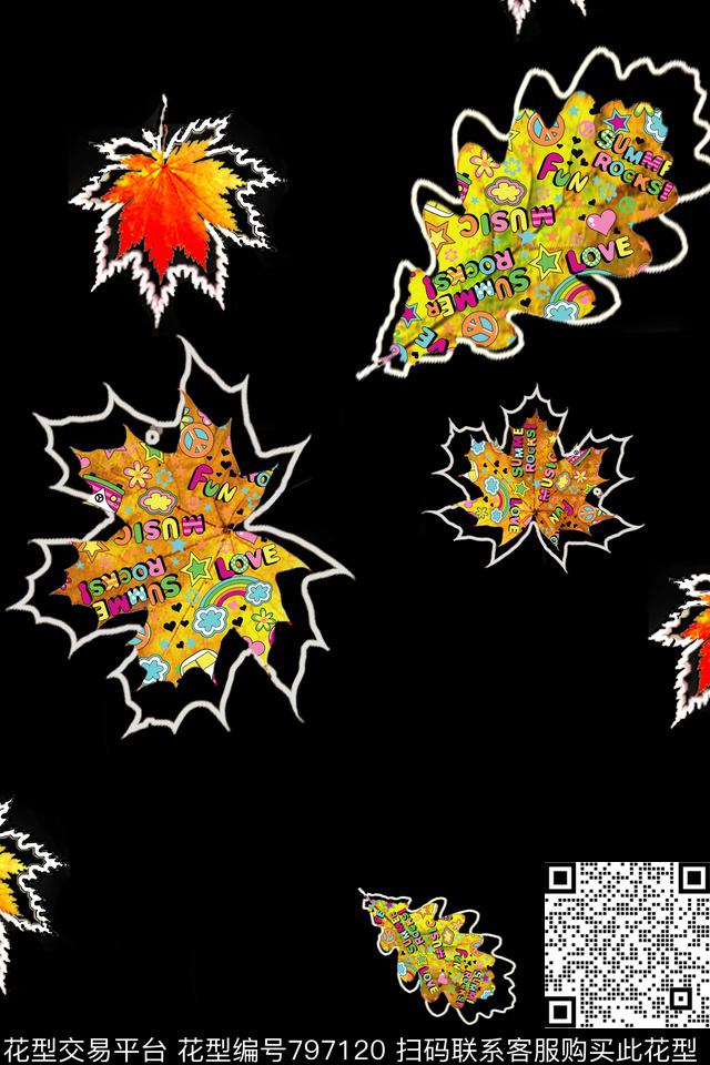 枫叶风景树叶、数码印花华亿平台下载（图片编号: 797120） - 瓦栏（Walan）