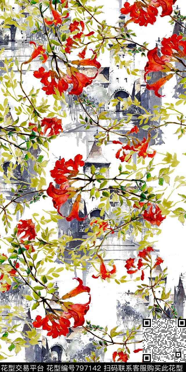 乱花大花花朵数码印花华亿平台下载（图片编号: 797142） - 瓦栏（Walan）