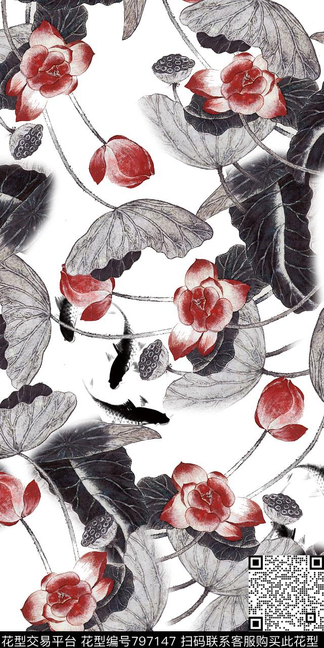 乱花大花花朵数码印花华亿平台下载（图片编号: 797147） - 瓦栏（Walan）
