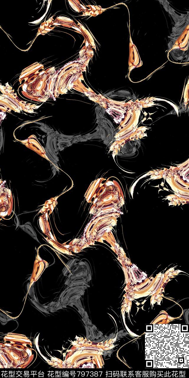 抽象几何满版数码印花华亿平台下载（图片编号: 797387） - 瓦栏（Walan）