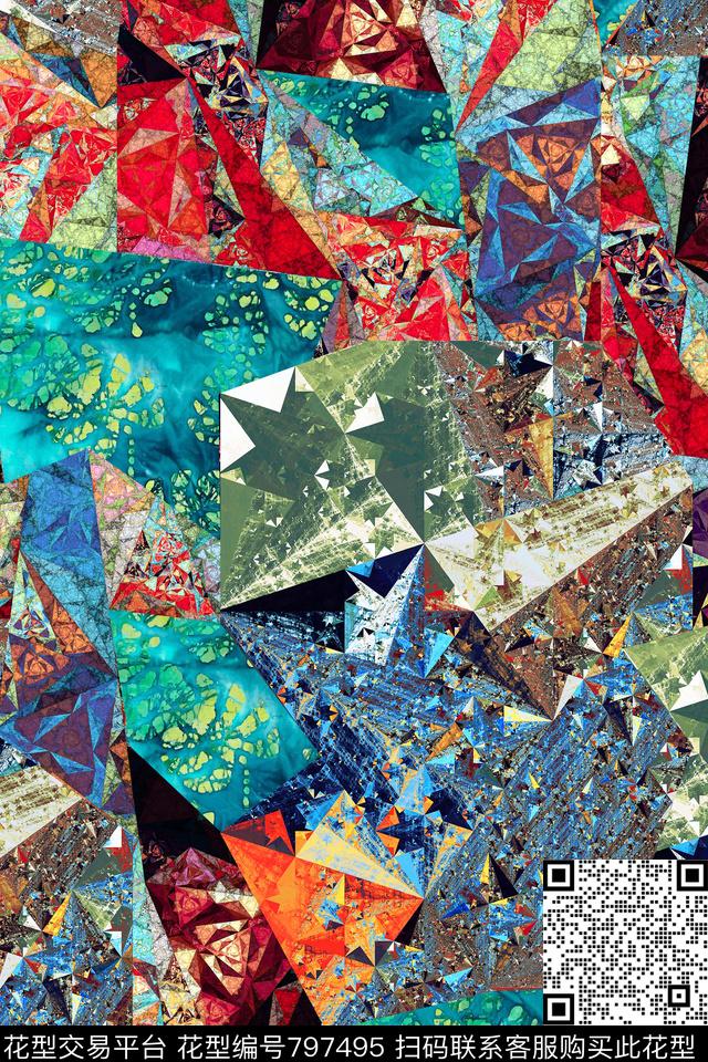 几何三角民族风数码印花华亿平台下载（图片编号: 797495） - 瓦栏（Walan）
