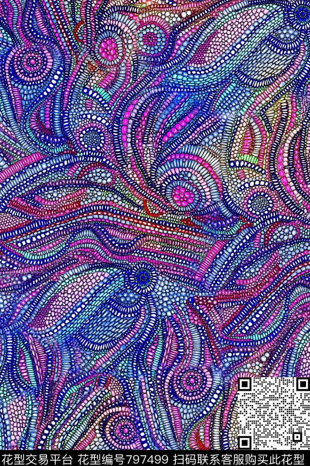 抽象几何肌理数码印花华亿平台下载（图片编号: 797499） - 瓦栏（Walan）