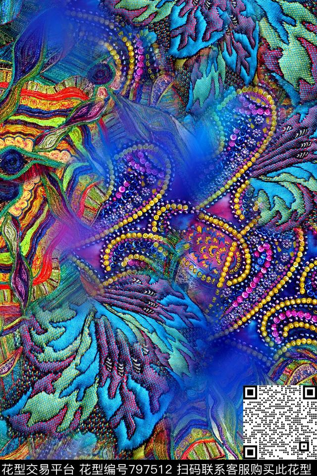 布纹几何抽象数码印花华亿平台下载（图片编号: 797512） - 瓦栏（Walan）