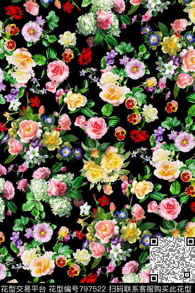 花卉碎花小花数码印花华亿平台下载（图片编号: 797522） - 瓦栏（Walan）