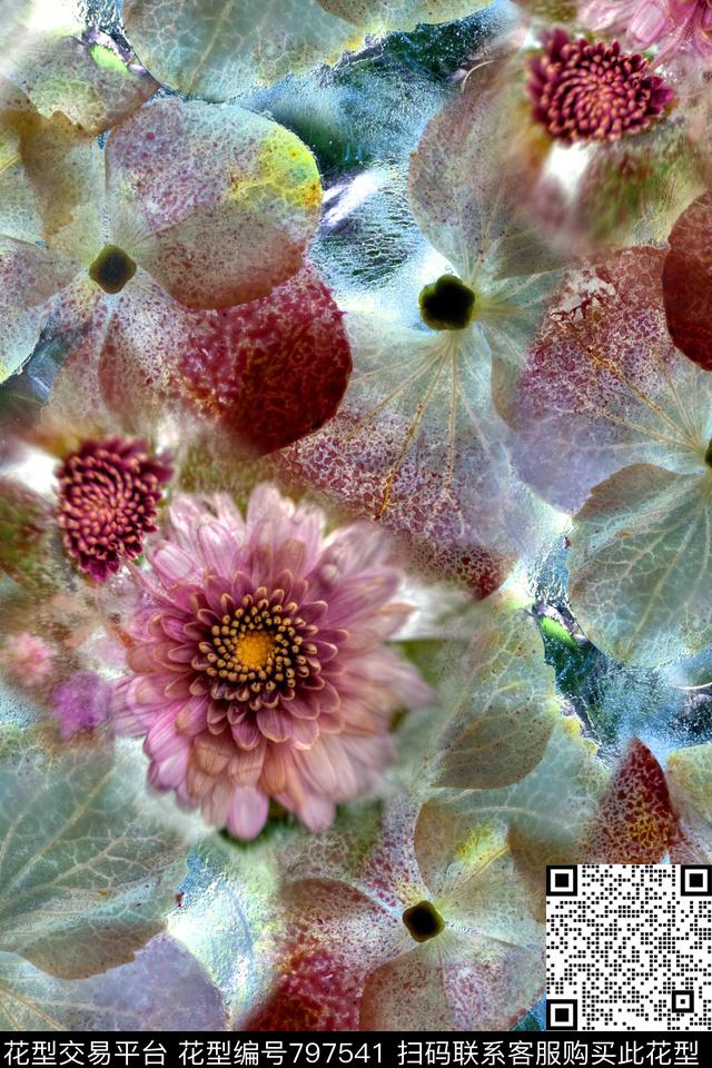 花卉叶子肌理数码印花华亿平台下载（图片编号: 797541） - 瓦栏（Walan）