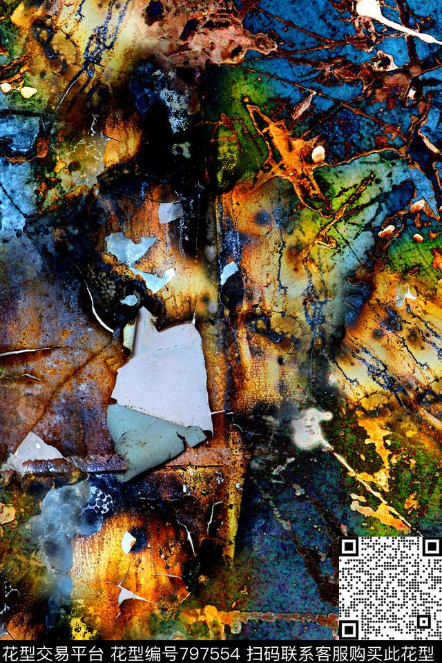 抽象肌理斑驳数码印花华亿平台下载（图片编号: 797554） - 瓦栏（Walan）