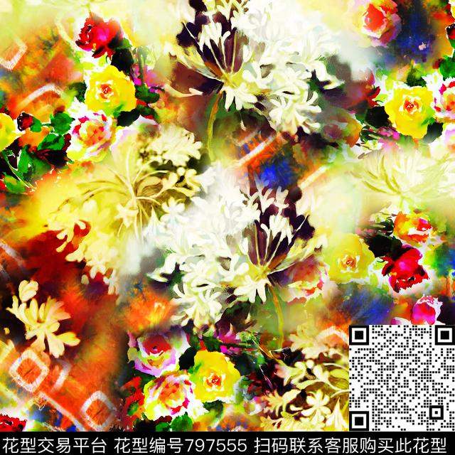 抽象星星星空数码印花华亿平台下载（图片编号: 797555） - 瓦栏（Walan）