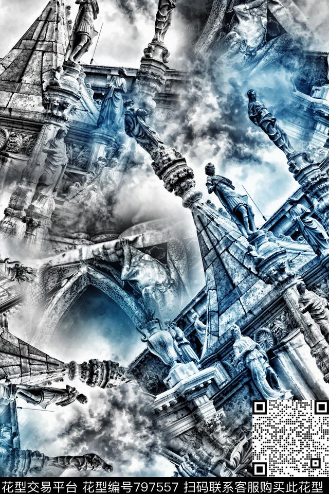 风景建筑欧式数码印花华亿平台下载（图片编号: 797557） - 瓦栏（Walan）