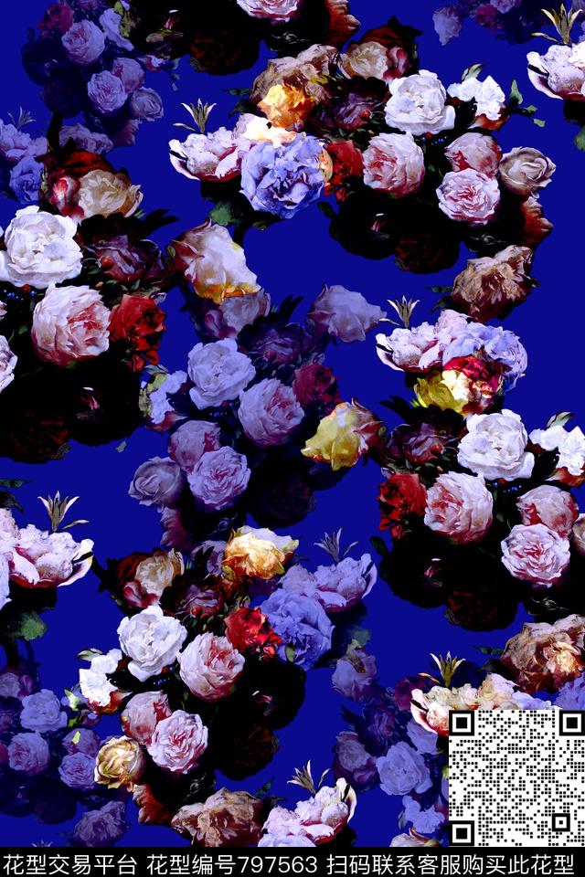 小碎花花朵花卉数码印花华亿平台下载（图片编号: 797563） - 瓦栏（Walan）