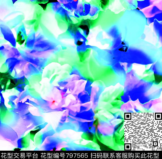 花卉抽象油画数码印花华亿平台下载（图片编号: 797565） - 瓦栏（Walan）