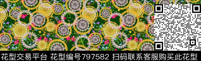 花卉花环花草数码印花华亿平台下载（图片编号: 797582） - 瓦栏（Walan）