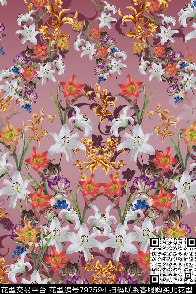小碎花花朵花卉数码印花华亿平台下载（图片编号: 797594） - 瓦栏（Walan）