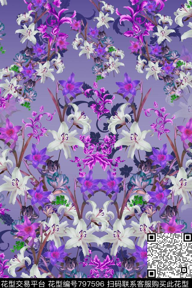 小碎花花朵花卉数码印花华亿平台下载（图片编号: 797596） - 瓦栏（Walan）