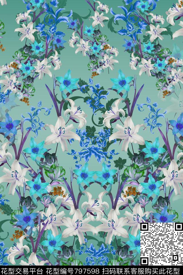 小碎花花朵花卉数码印花华亿平台下载（图片编号: 797598） - 瓦栏（Walan）