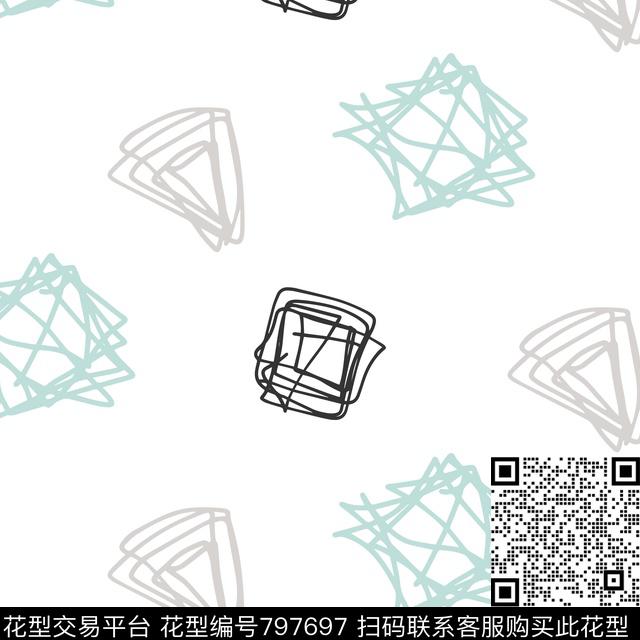 抽象几何清新传统印花华亿平台下载（图片编号: 797697） - 瓦栏（Walan）