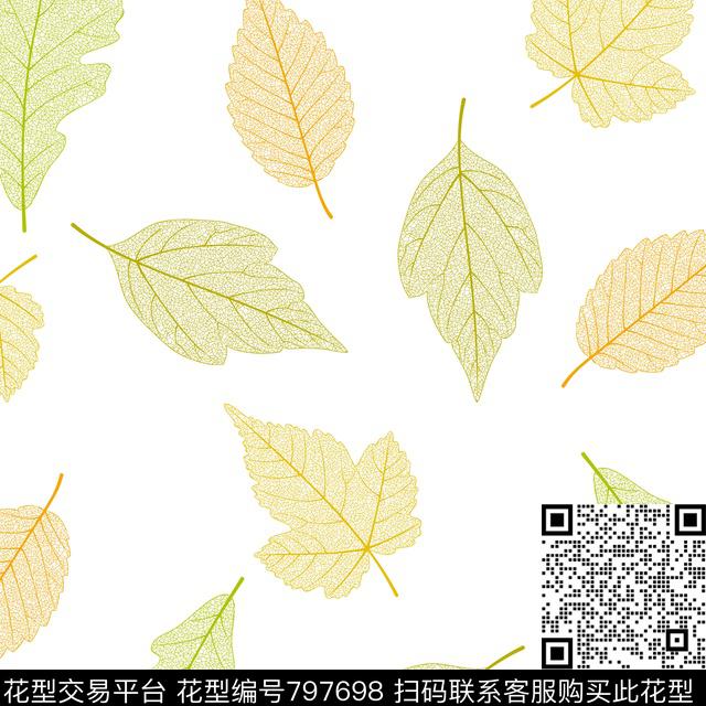 各种叶子清新宜家风格传统印花华亿平台下载（图片编号: 797698） - 瓦栏（Walan）