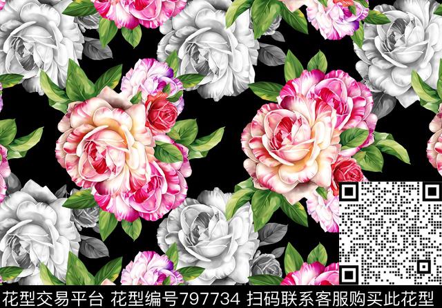 叶子花卉茶花数码印花华亿平台下载（图片编号: 797734） - 瓦栏（Walan）