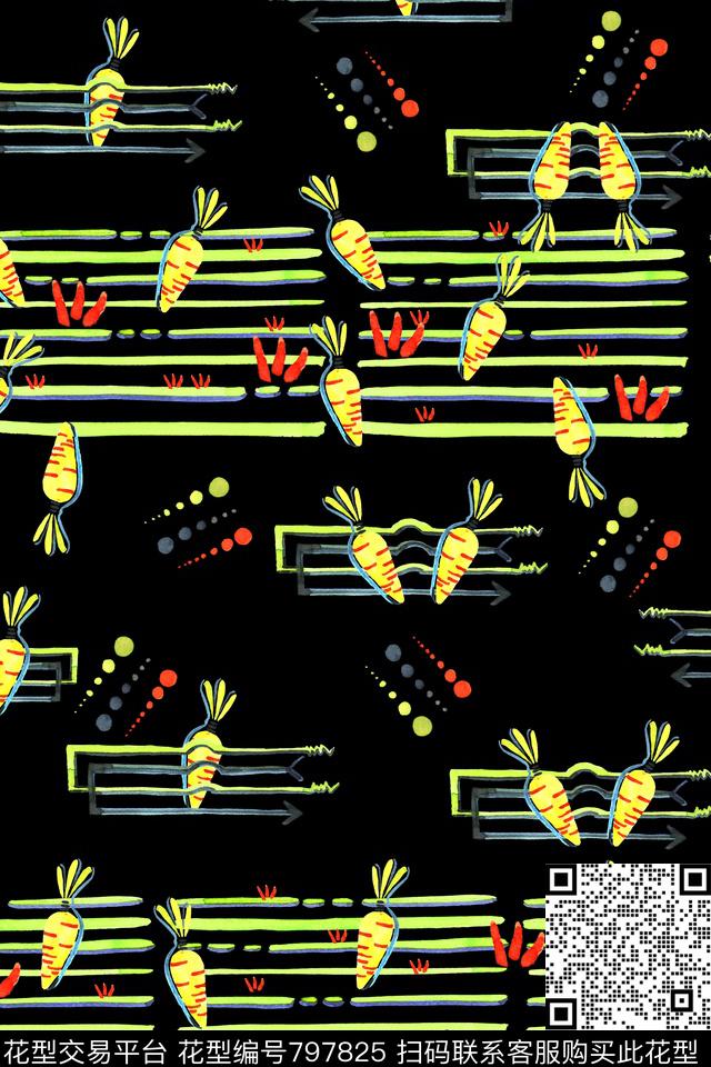 手绘四方连续童趣传统印花华亿平台下载（图片编号: 797825） - 瓦栏（Walan）