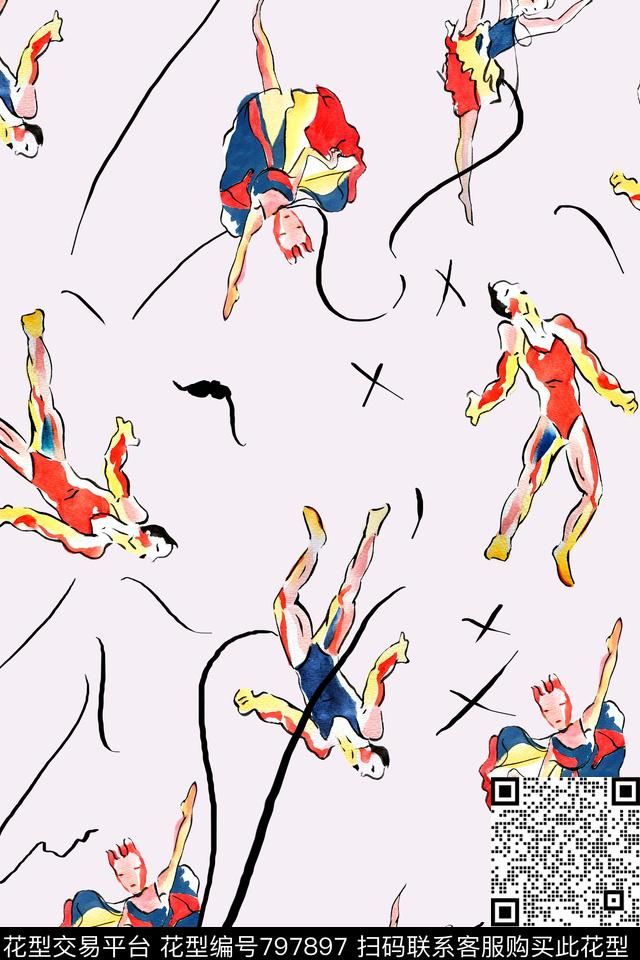 数码华亿平台趣味抽象传统印花华亿平台下载（图片编号: 797897） - 瓦栏（Walan）