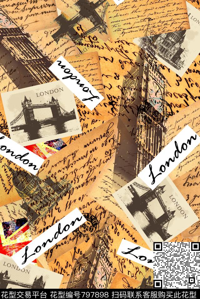 四方连续欧式怀旧数码印花华亿平台下载（图片编号: 797898） - 瓦栏（Walan）