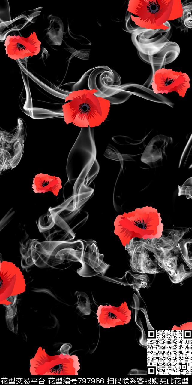 乱花花卉花朵数码印花华亿平台下载（图片编号: 797986） - 瓦栏（Walan）