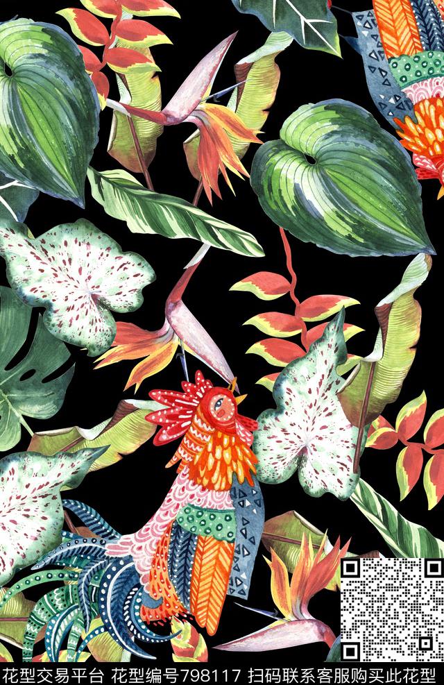 休闲风花卉花鸟数码印花华亿平台下载（图片编号: 798117） - 瓦栏（Walan）