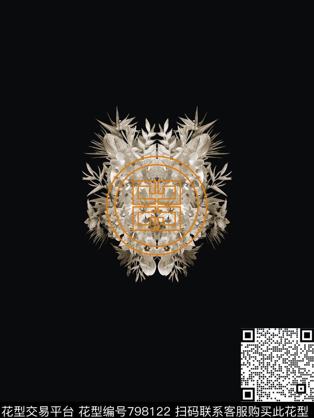 热带天堂鸟花棕榈叶数码印花华亿平台下载（图片编号: 798122） - 瓦栏（Walan）