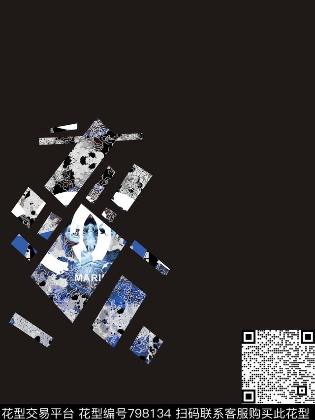 不规则几何抽象印花数码印花华亿平台下载（图片编号: 798134） - 瓦栏（Walan）