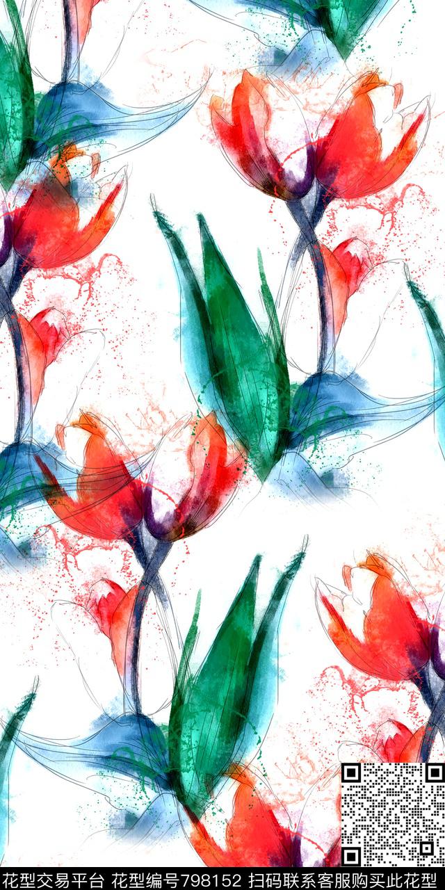 大花满版花乱花数码印花华亿平台下载（图片编号: 798152） - 瓦栏（Walan）