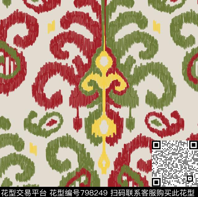 民族手绘机理传统印花华亿平台下载（图片编号: 798249） - 瓦栏（Walan）