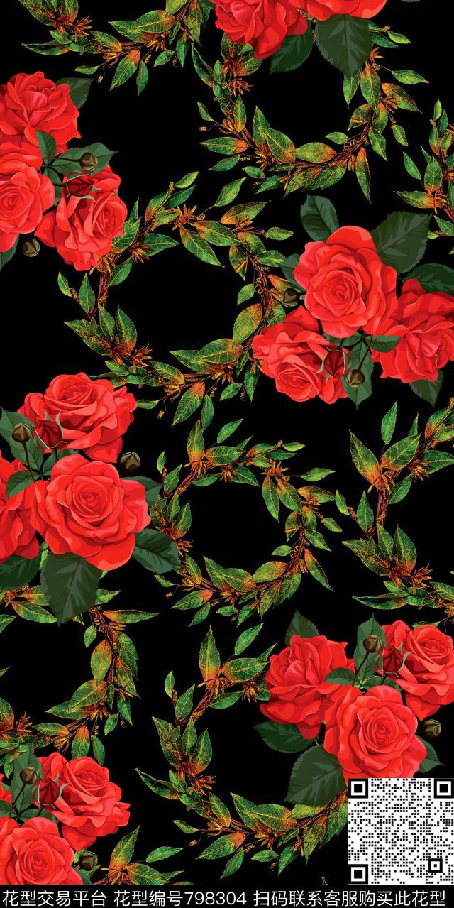 小碎花乱花牡丹数码印花华亿平台下载（图片编号: 798304） - 瓦栏（Walan）