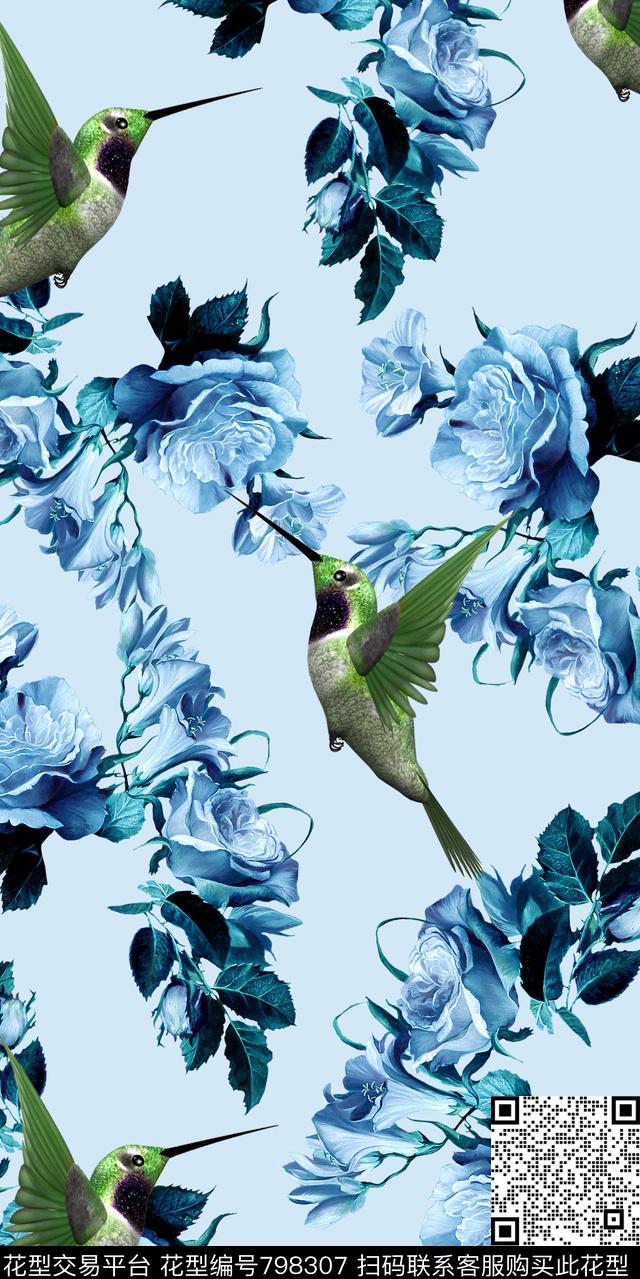 花鸟牡丹兰花数码印花华亿平台下载（图片编号: 798307） - 瓦栏（Walan）