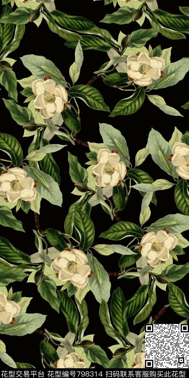 数码大花花朵数码印花华亿平台下载（图片编号: 798314） - 瓦栏（Walan）