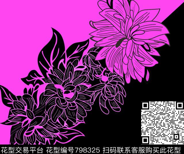 花卉几何线条花卉几何线条传统印花华亿平台下载（图片编号: 798325） - 瓦栏（Walan）