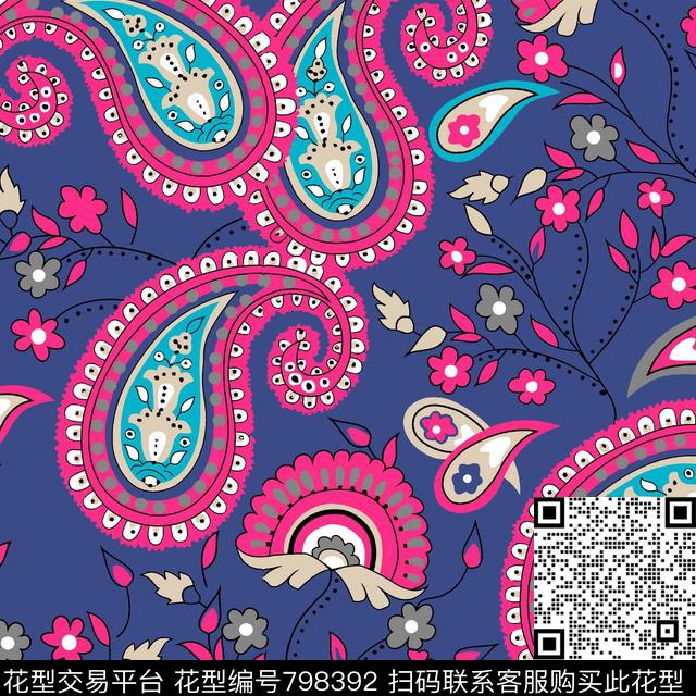 佩斯利民族风腰果花传统印花华亿平台下载（图片编号: 798392） - 瓦栏（Walan）
