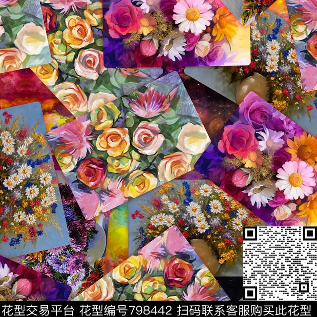 油画风景抽象数码印花华亿平台下载（图片编号: 798442） - 瓦栏（Walan）