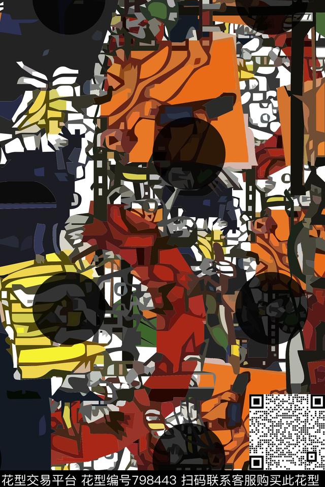 卡通几何四方连续数码印花华亿平台下载（图片编号: 798443） - 瓦栏（Walan）