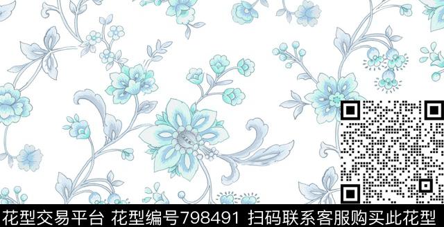 水彩花卉花卉小碎花传统印花华亿平台下载（图片编号: 798491） - 瓦栏（Walan）