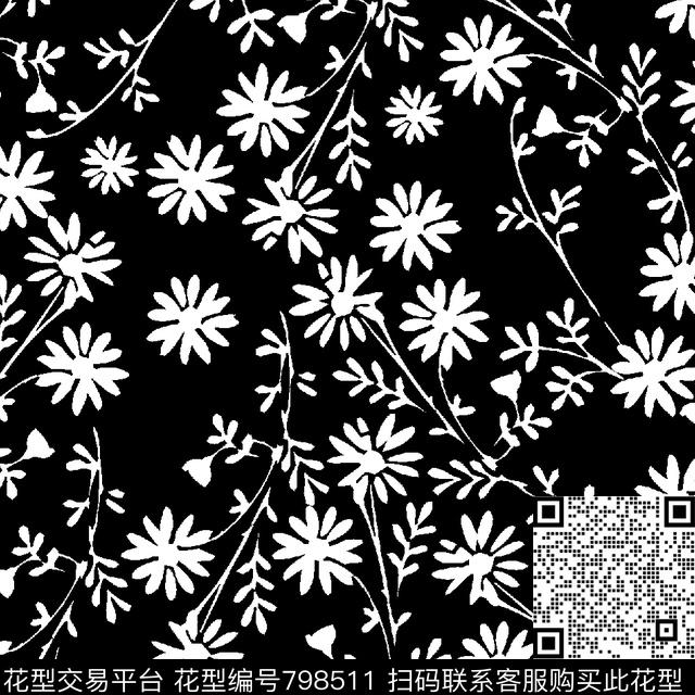 花叶花卉小碎花传统印花华亿平台下载（图片编号: 798511） - 瓦栏（Walan）