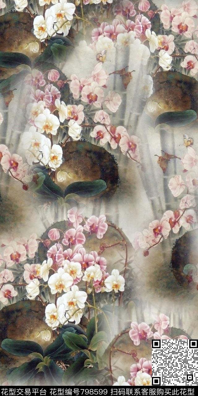 花卉乱花满版花数码印花华亿平台下载（图片编号: 798599） - 瓦栏（Walan）