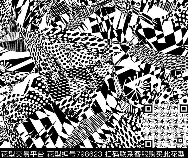 圆点不规则几何方格传统印花华亿平台下载（图片编号: 798623） - 瓦栏（Walan）