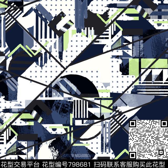 不规则几何色块解构传统印花华亿平台下载（图片编号: 798681） - 瓦栏（Walan）