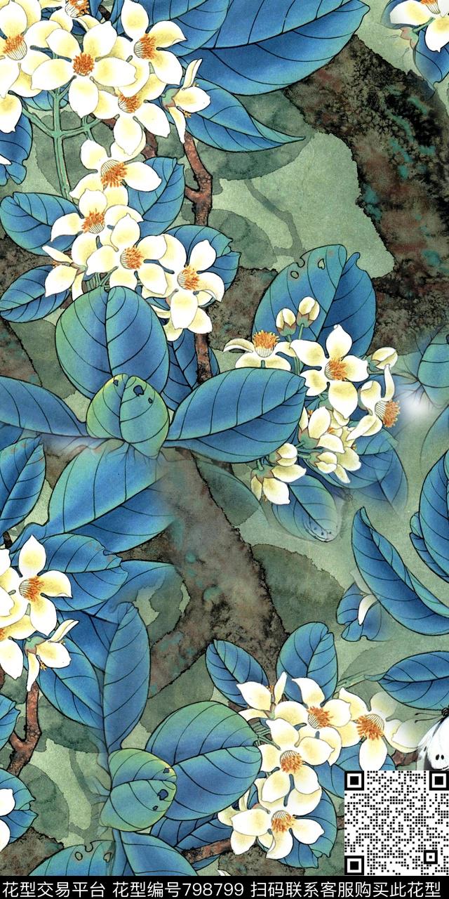 小碎花复古底纹抽喜花卉数码印花华亿平台下载（图片编号: 798799） - 瓦栏（Walan）