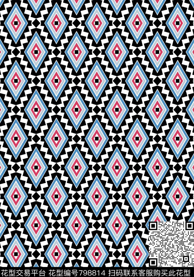 色块菱形小方块传统印花华亿平台下载（图片编号: 798814） - 瓦栏（Walan）