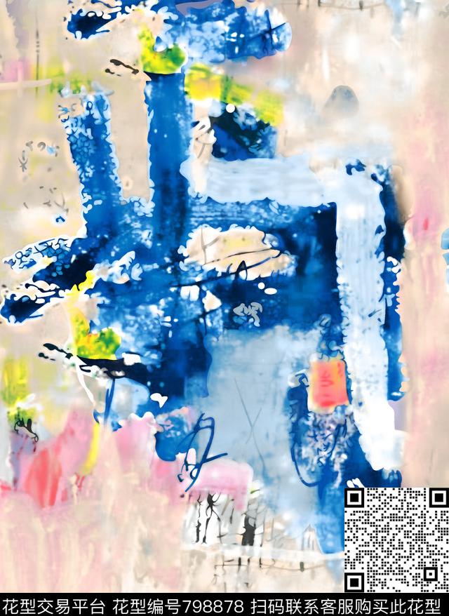 春秋华亿平台乱花抽象几何数码印花华亿平台下载（图片编号: 798878） - 瓦栏（Walan）