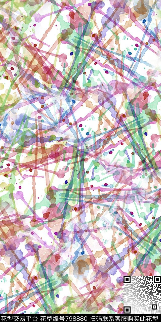 数码抽象水彩数码印花华亿平台下载（图片编号: 798880） - 瓦栏（Walan）